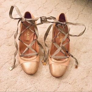 Chanel lace up pumps